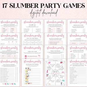 Slumber Party Games, Sleepover Party, Birthday Party Games, Printable PDF