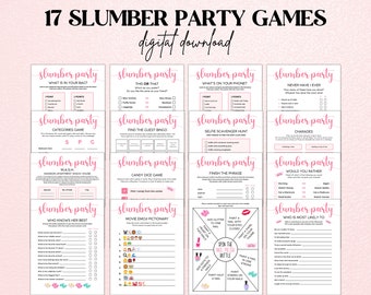 Slumber Party Games, Sleepover Party, Birthday Party Games, Printable PDF