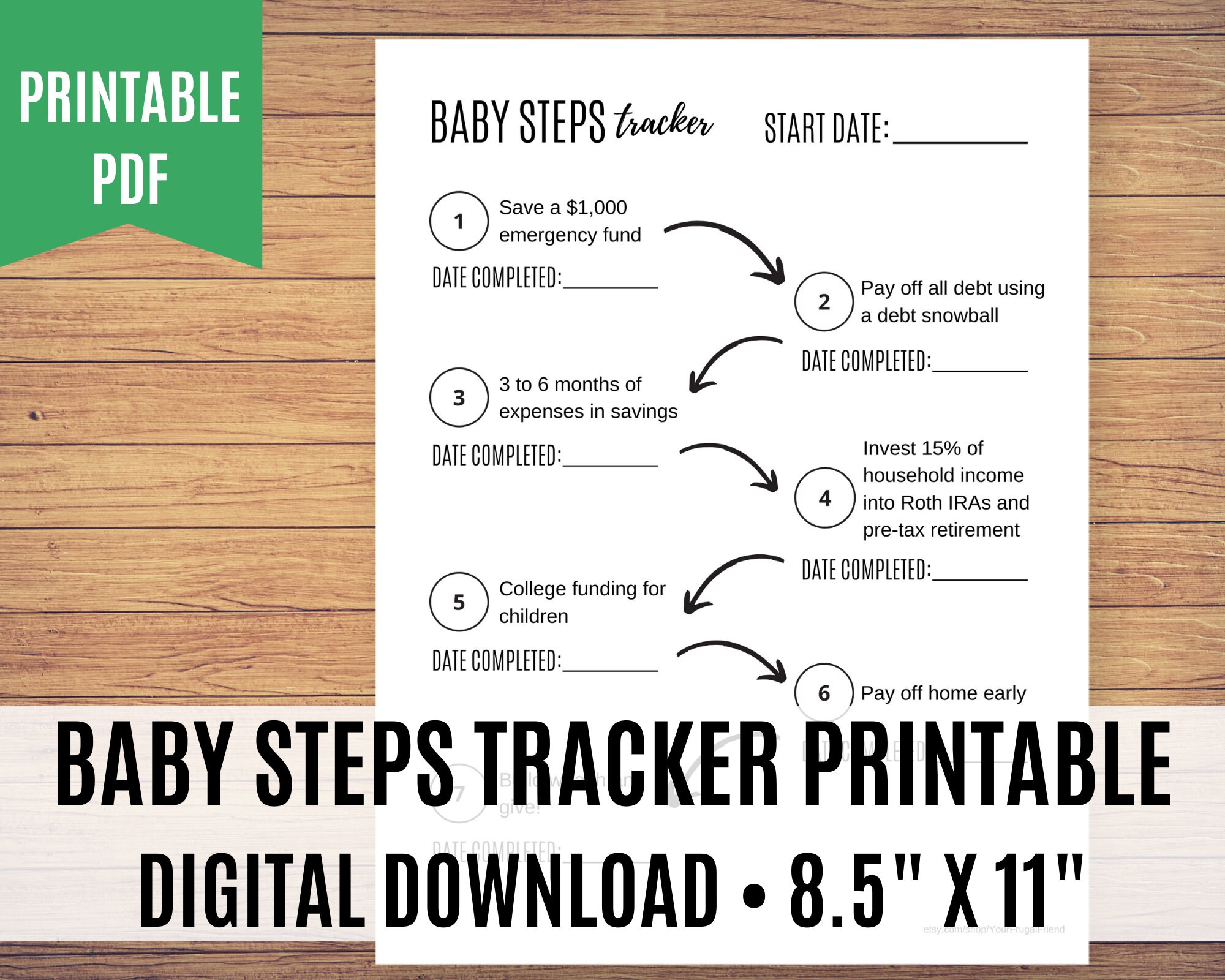 Dave Ramsey Printable Baby Steps Tracker Baby Step Progress | Etsy