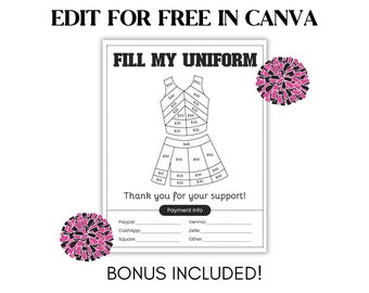 Cheer Fundraiser Fill My Uniform Fundraiser Form Printable Fundraiser Form for Cheerleading Sponsor My Season Color My Uniform Printable PDF