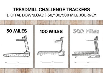 Treadmill Challenge Tracker, 50/100/500 Miles, Running Challenge, Walking Challenge, Exercise Tracker, US Letter & A5 Sizes