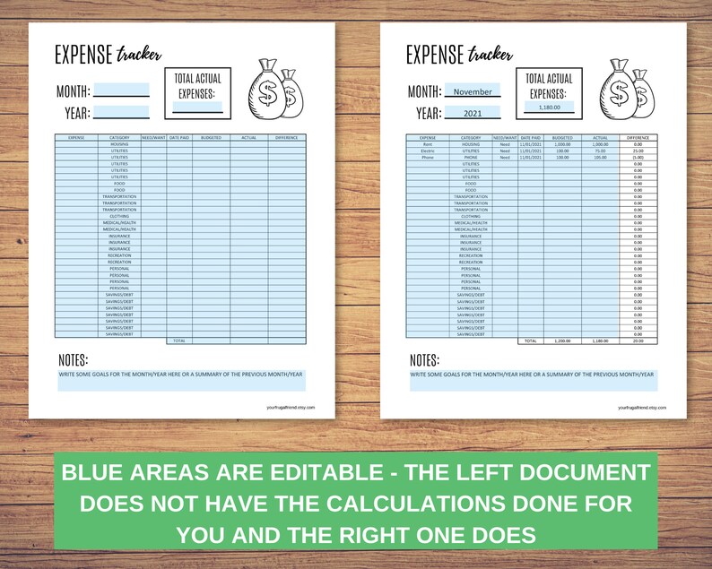 Expense Tracker, Expense Tracker Printable, Small Business Expense Tracker, Editierbare PDF - Berechnungen für Sie erledigt! Bild 3