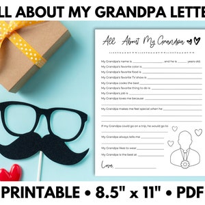 Todo sobre el recuerdo imprimible de mi abuelo, todo sobre el abuelo, tarjeta del día del padre, regalo de los nietos - PDF imprimible