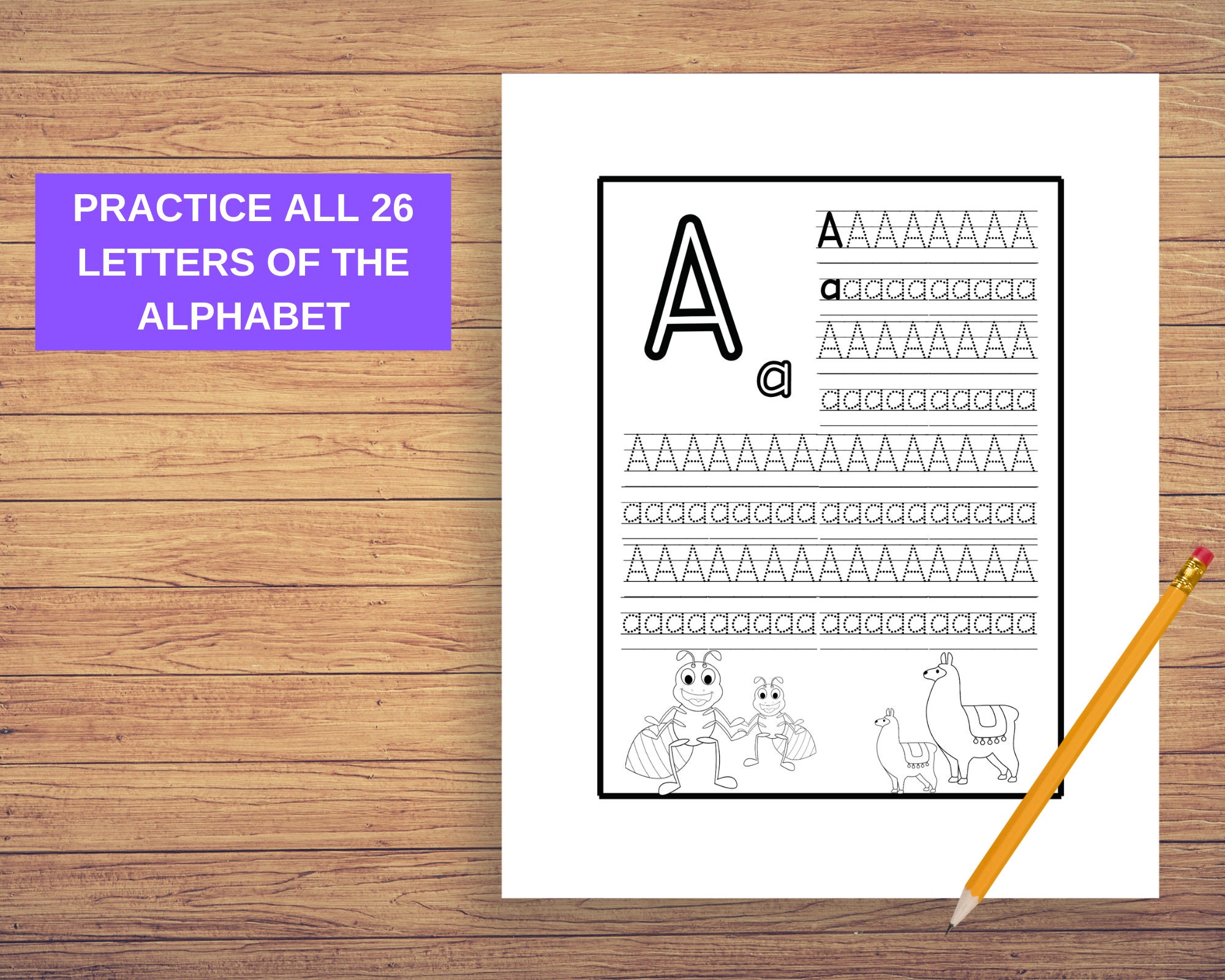 Alphabet Worksheets Preschool 26 Letter Tracing Sheets | Etsy