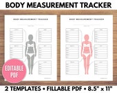 Body Measurement Tracker, Fitness Journal, Workout Log, Weight Loss Tracker Printable