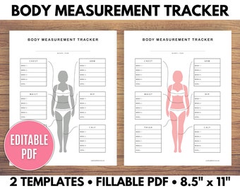 Body Measurement Tracker, Fitness Journal, Workout Log, Weight Loss Tracker Printable