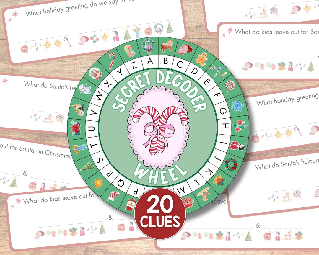 Christmas Secret Decoder Wheel, Cipher Wheel Game, Printable Puzzle ...