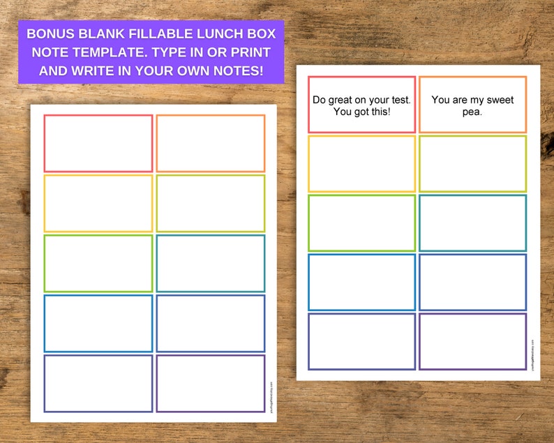 Joke Lunch Box Notes for Kids, Lunchbox Notes, Lunchbox Note Templates ...