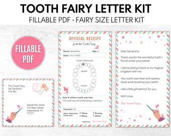 Tooth Fairy Letters, Tooth Fairy Receipt,  Tooth Fairy Note, Printable Tooth Fairy Letter, Instant Download, Fillable PDF