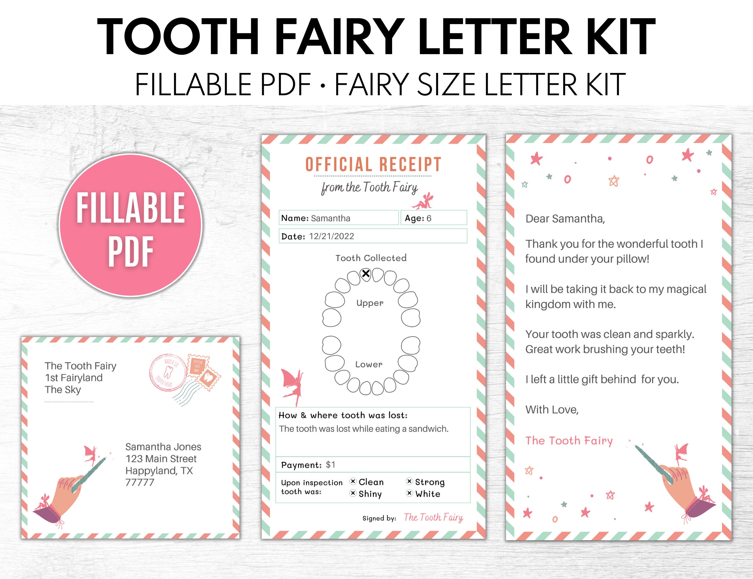 Tooth Fairy Letters Tooth Fairy Receipt Tooth Fairy Note - Etsy