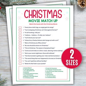 Christmas Movie Quote Trivia Game, Christmas Office Party Game, Christmas Family Game, Christmas Movie Match Up