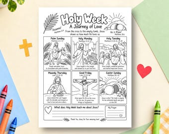 Holy Week Coloring Page, Bible Coloring, Bible Study Activity, Sunday School Activity, Children's Ministry, New Testament