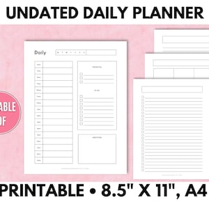 Editable Printable Daily Planner, Undated Daily Planner, Daily Routine Planner