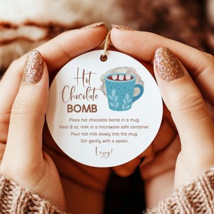 Fall Hot Chocolate Bomb Tags, Chocolate Bomb Instructions, Autumn Bomb Tags, Hot Cocoa Bomb Favor Tag - Printable PDF