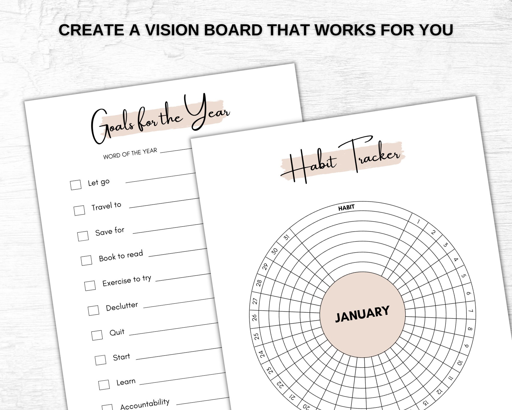 Vision Board Directions.pdf Printable Vision Board Guide, Vision Board Kit, Manifestation Journal ...