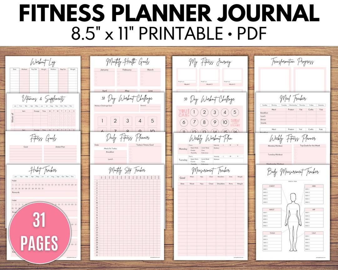 Fitness Journal, Food and Fitness Journal, Fitness Planner, Period