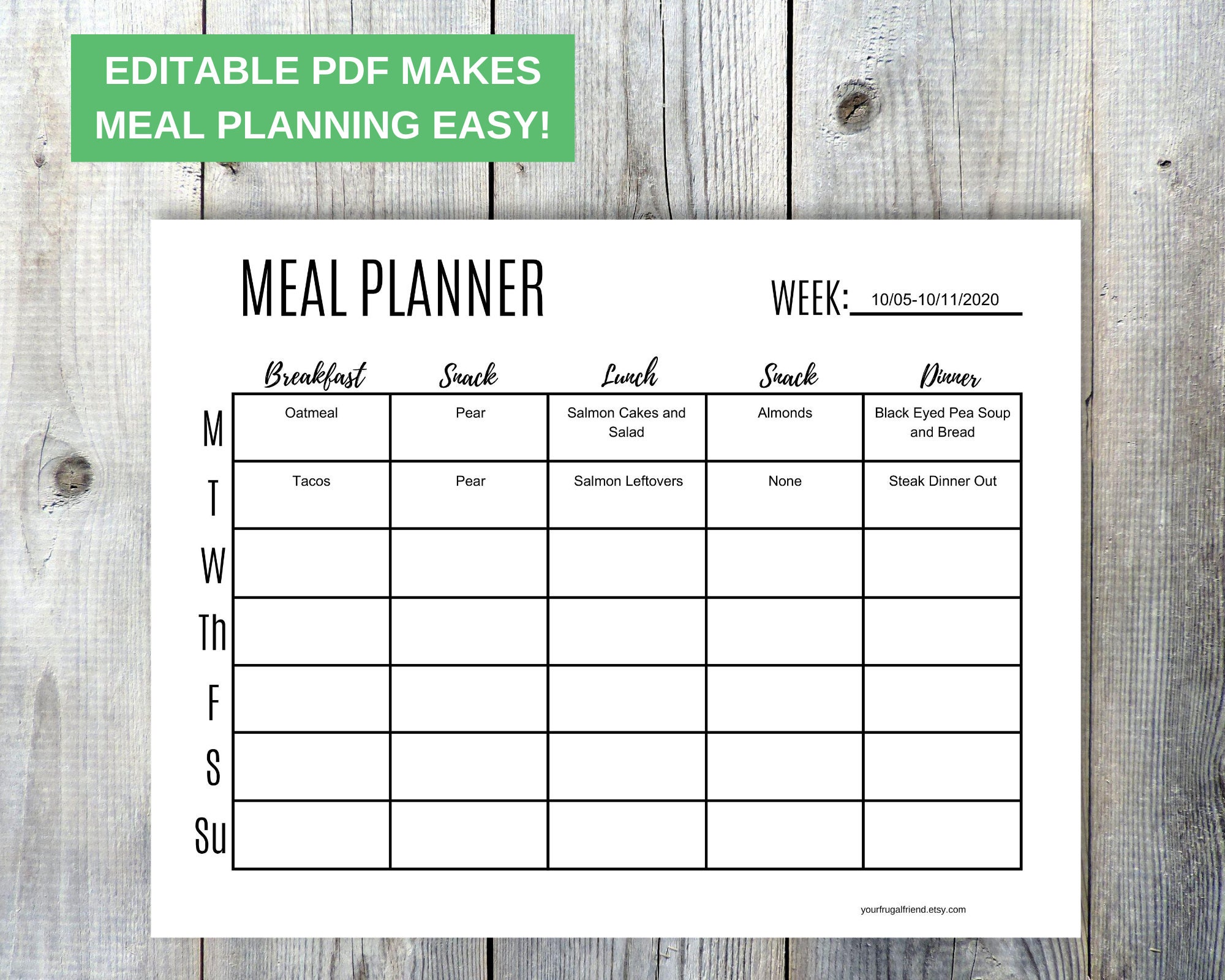 Meal List.pdf Meal Plan Template, Grocery List Printable, Pantry Checklist, Menu Plan ...