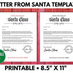 Carta de Papá Noel, Carta editable de Papá Noel, Plantilla de carta de Papá Noel, Carta de la mañana de Navidad - PDF editable