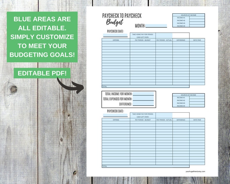 biweekly budget template paycheck budget budget printable etsy