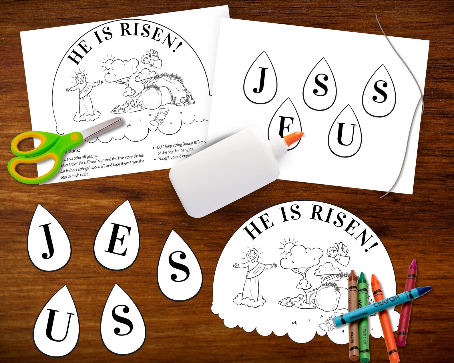 He is Risen Coloring Craft for Kids, Sunday School Craft, Bible Story ...
