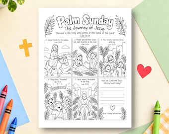 Palm Sunday Coloring Page, Holy Week, Bible Study Activity, Sunday School Activity, Children's Ministry, New Testament