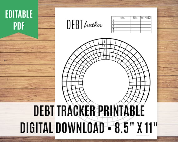 Debt Tracker Printable, Debt Payoff Printable, Debt Free Chart, Editable PDF