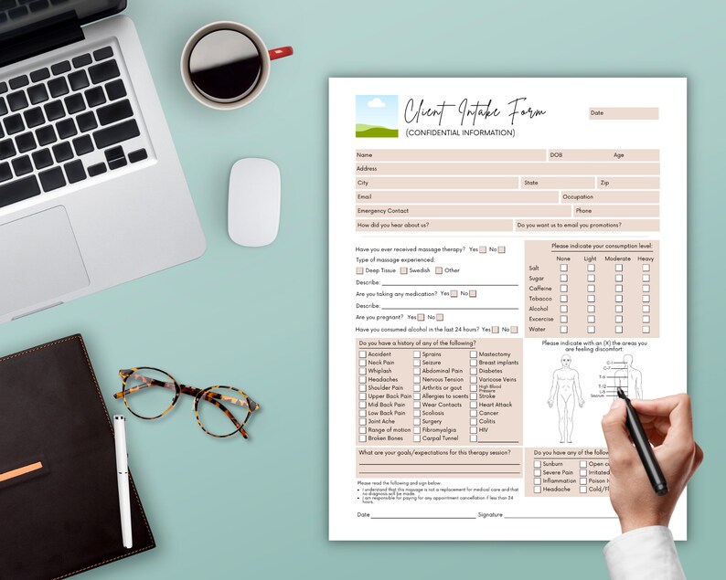 Massage-Intake-Formular, Massage-Einverständniserklärung, Masseur, Kosmetikerin Business Form, Anamnesken-Formular, Anpassen in Canva Bild 5