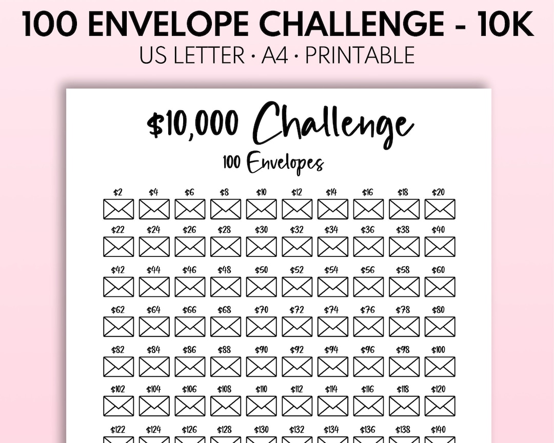 10k 100 Envelope Challenge Printable, 10,000 Savings Tracker, 10k  Challenge, 100 Day Money Challenge -  Norway