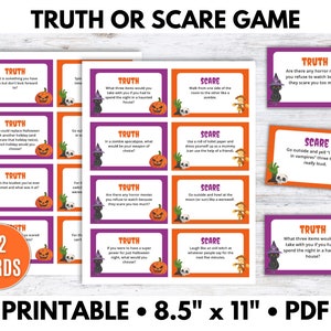 Verdad o miedo, juego de fiesta de Halloween, juego de Halloween para niños - PDF imprimible