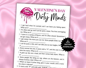 Dirty Minds Valentine's Day Game, Galentine's Day Game, Valentine's Day Game, Girls Night Games, Adult Party Games, Trivia Game, Riddles