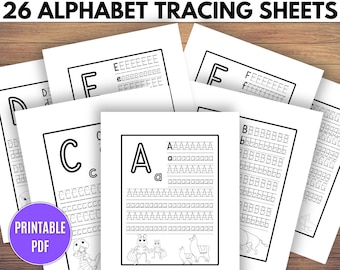 Preschool Letter Tracing Sheets, Handwriting Worksheets, ABC Letter Tracing, Preschool Printables - Printable PDF