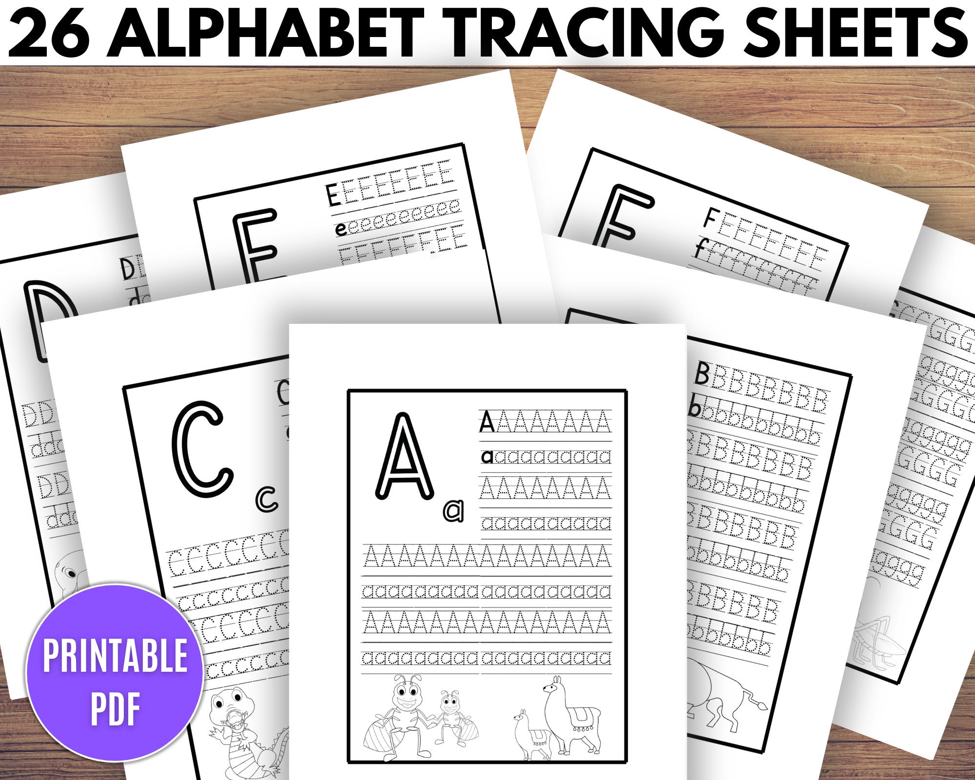 Preschool Letter Tracing Sheets Handwriting Worksheets ABC - Etsy Israel