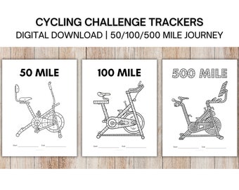50/100/500 Mile Cycling Tracker, Exercise Tracker, Bicycling Tracker, Cycling Challenge