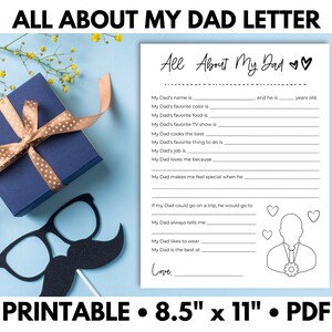 Todo sobre papá recuerdo imprimible, todo sobre papá, artesanía del día del padre, regalo del niño - PDF imprimible