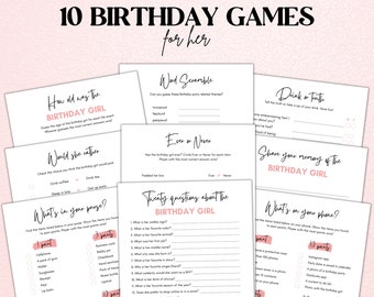 Birthday Games for Her Printable, Modern Birthday Party Games for Women, Birthday Games for Adults Birthday Girl Bundle 21st 30th 40th 50th