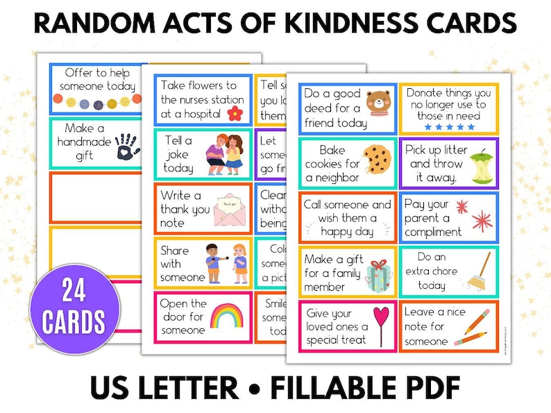 Printable Kindness Cards Random Acts of Kindness Pay It Etsy Printable Kindness Cards Random Acts of Kindness Pay It Etsy