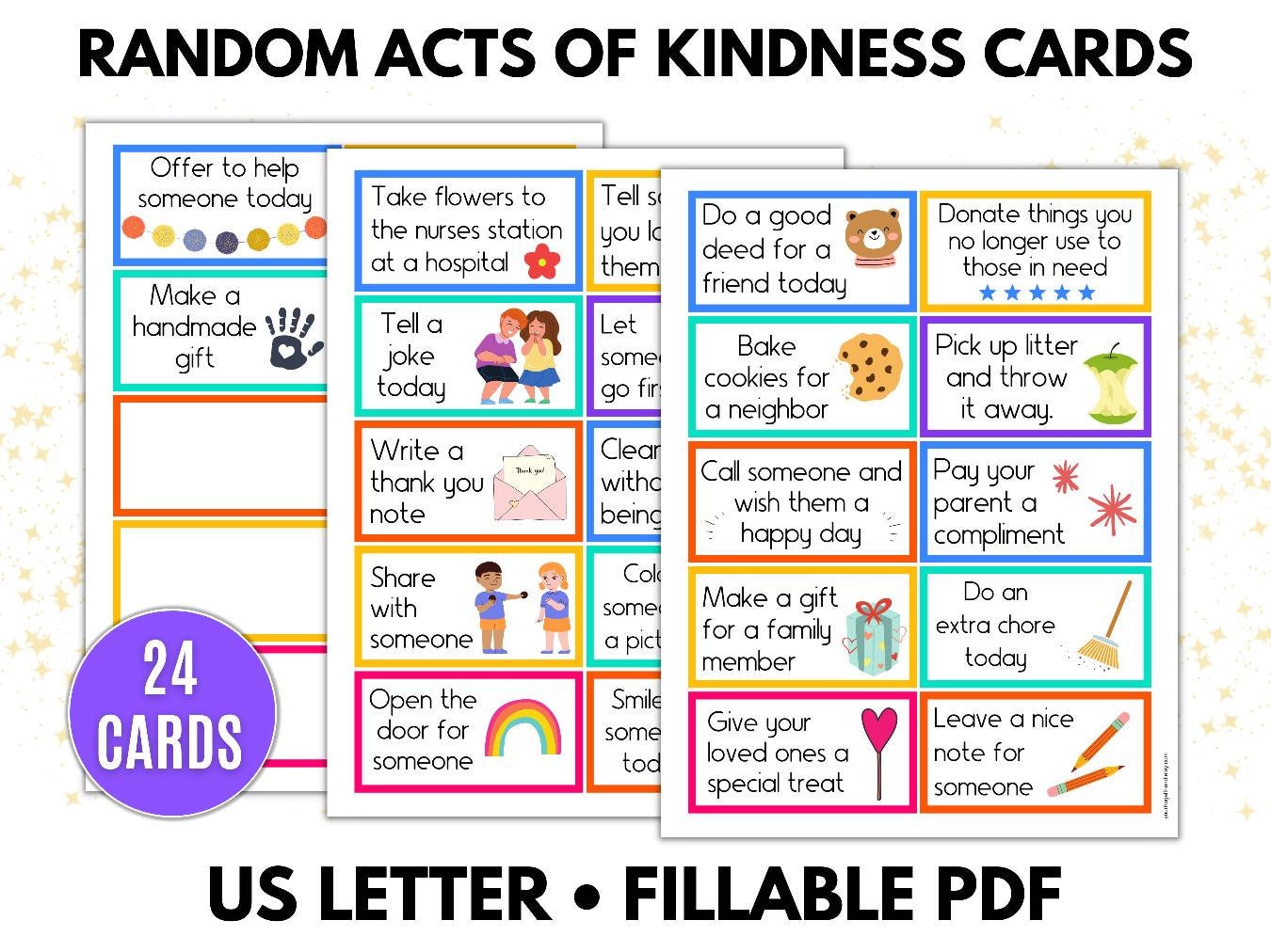 Printable Kindness Cards Random Acts of Kindness Pay It Etsy