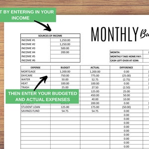 Printable Monthly Budget, Budget Template Printable, Zero Dollar Budget, Monthly Budget, Editable PDF Calculations done for you image 2