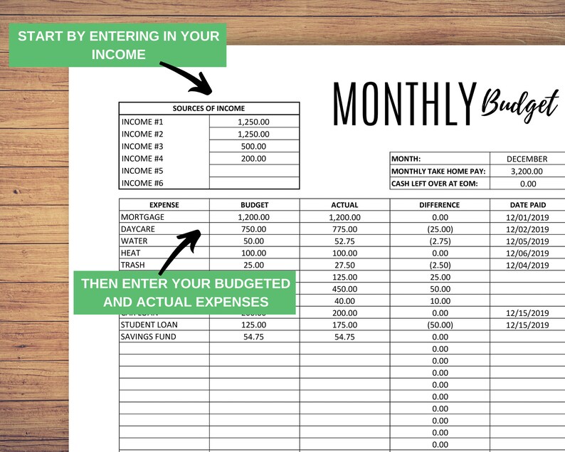 Printable Monthly Budget, Budget Template Printable, Zero Dollar Budget, Monthly Budget, Editable PDF Calculations done for you zdjęcie 2