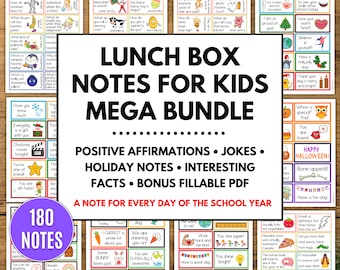Lunch Box Notes for Kids, Lunchbox Notes, Lunchbox Note Templates, Positive Affirmations for Kids, Interesting Facts, Joke Lunch Box Notes