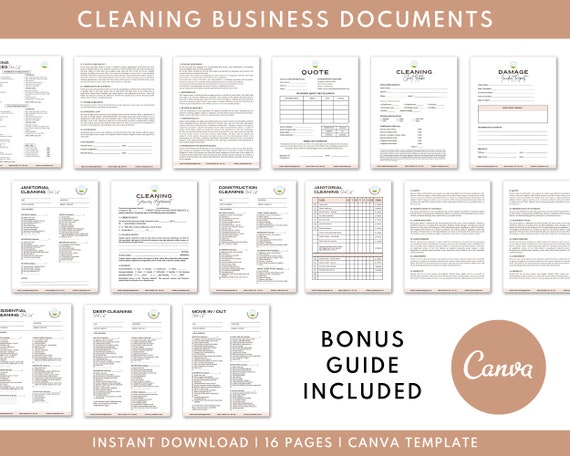 Cleaning Business Document Bundle, Editable Cleaning Business Forms, Cleaning Service Contract, Editable Cleaning Service Agreement
