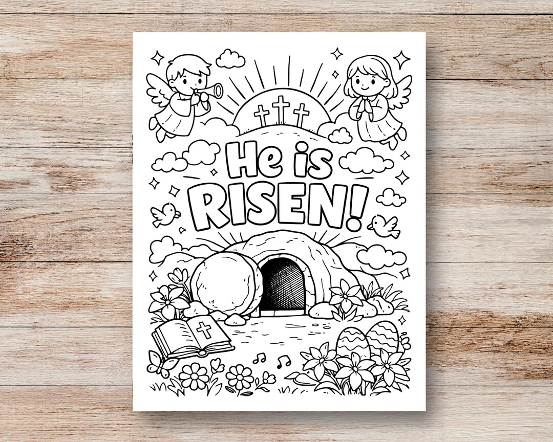 He is Risen Coloring Page, Bible Activity, Easter Coloring Page, He is ...