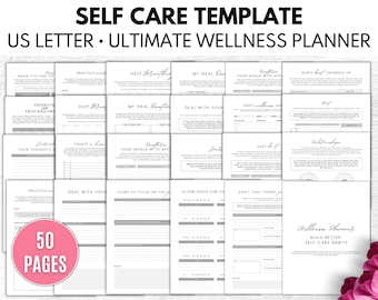 Self Care Template, Wellness Planner, Mental Health Journal. Self Care Kit, Self Care Guide, Wellness Guide, Printable PDF