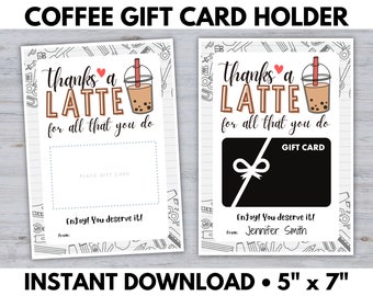 Thank You Gift Card Holder Download, Coffee Gift Card Holder, Gift Basket Thank You, Thank You Gift Card Holder, Instant Download