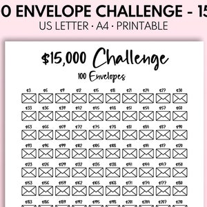 15k 100 Envelope Challenge Printable, 15,000 Savings Tracker, 15k Challenge, 100 Day Money Challenge