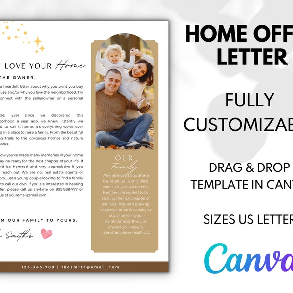 Home Offer Letter Template, Home Buyer Letter Template, Home Buyer Love Letter - Editable in Canva!