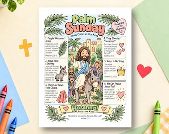 Palm Sunday Coloring Page, Holy Week, Bible Study Activity, Sunday School Activity, Children's Ministry, New Testament