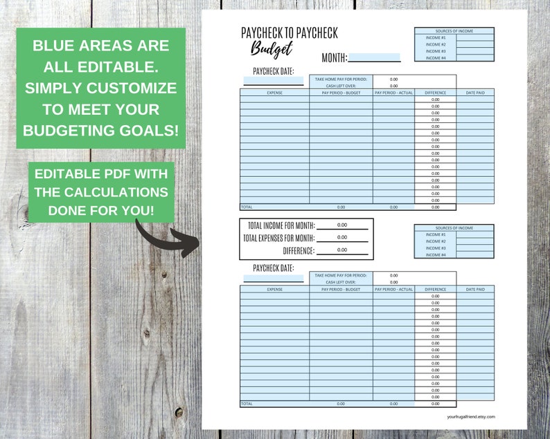 biweekly budget template paycheck budget budget printable etsy
