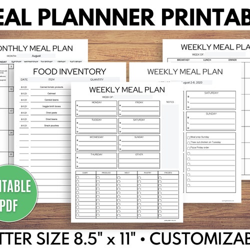 Meal Planner Template Monthly Meal Planner Printable Grocery - Etsy