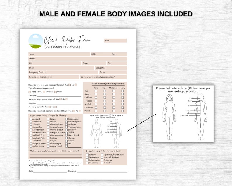 Massage-Intake-Formular, Massage-Einverständniserklärung, Masseur, Kosmetikerin Business Form, Anamnesken-Formular, Anpassen in Canva Bild 4